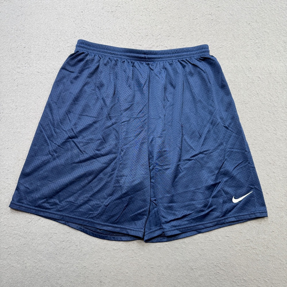 Nike Athletic Shorts Men's XL Blue Mesh Lined Relaxed Swoosh Sportswear Training
